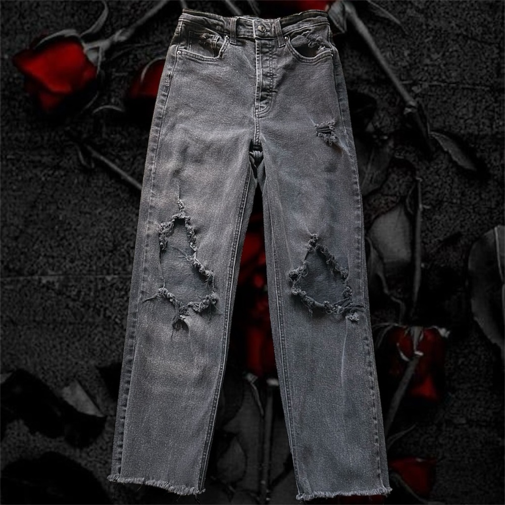 Wild Fable Distressed Black Straight Leg Jeans
